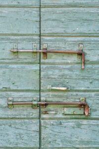 Two Brown Steel Latch Locks