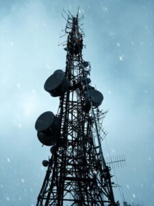 Black Satellite Tower Under Blue Skies