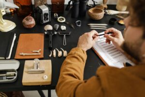 Archeologist conducting a Study of Fossils